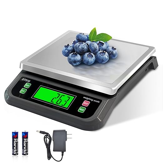 Large Food Scales for Kitchen 88lbs/40kg Digital Food Scale with Tare and PCS Funtion Stainless Stee Tray Baking Scale for Cooking with Adapter, 6 Unit (Grey, 40kg)