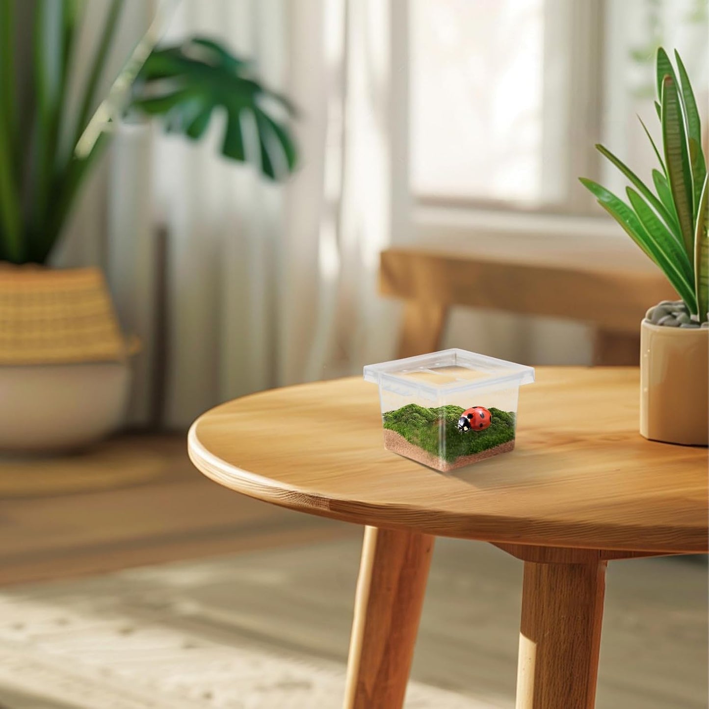 10Pcs Plastic Critter Keeper,Transparent Cricket Keeper for Reptiles,Mini Reptile Feeding Box Kids Bug Catching Kit Suitable for Crickets Scorpions Frogs Centipedes Lizards PP Breeding Box