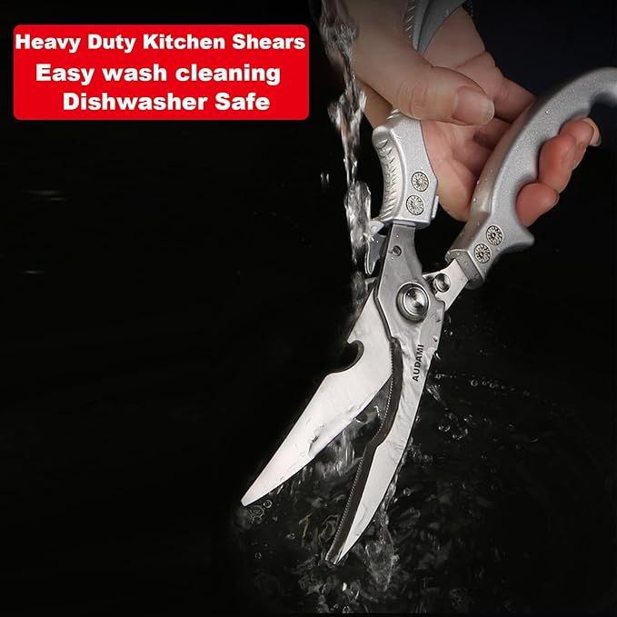 2 Pack Kitchen Shears,Heavy Duty Stainless Steel All-Purpose Poultry Meat Scissors for Cooking-Dishwasher Safe