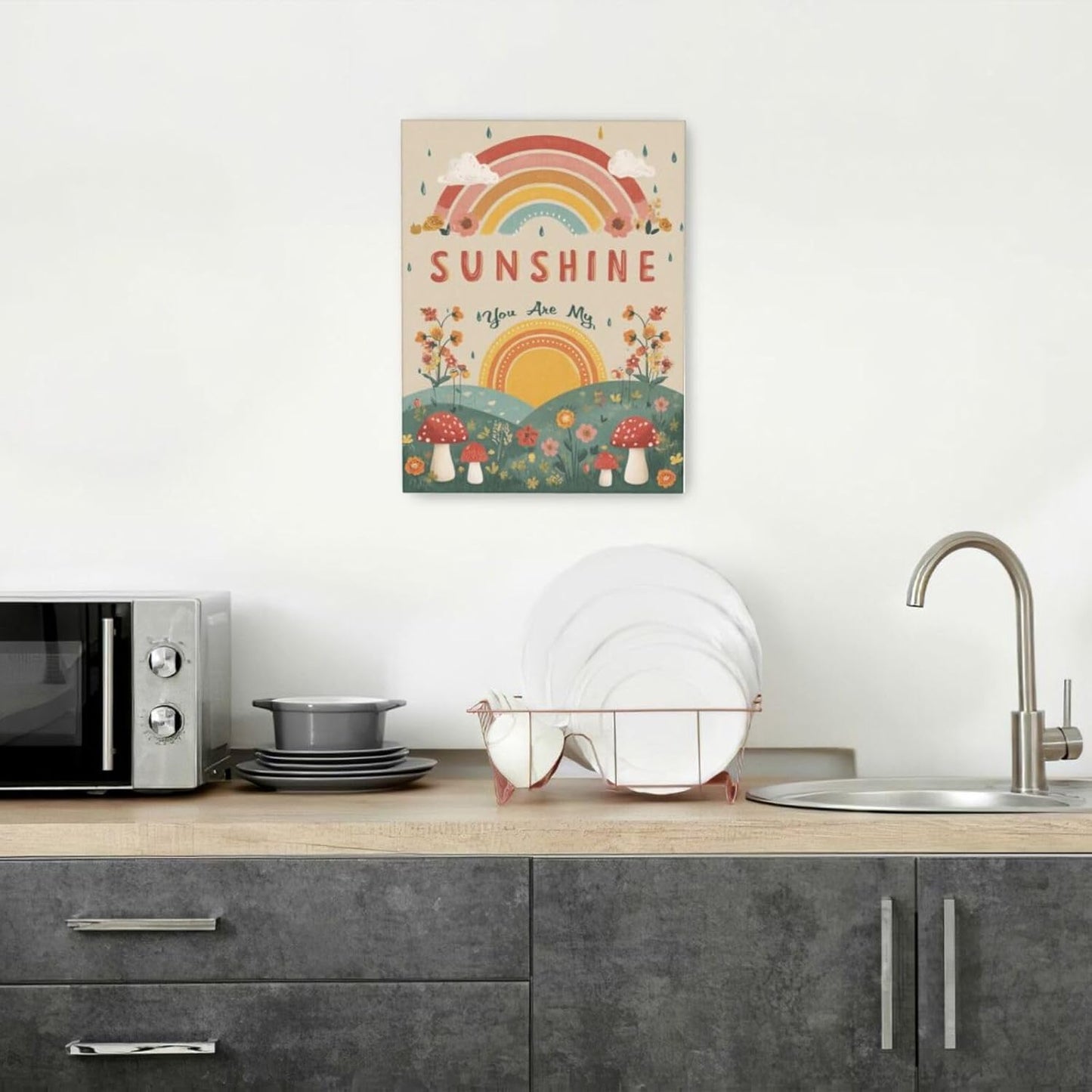 You Are My Sunshine Inspirational Canvas Wall Art Motivational Encouragements Wall Decor First Communion Gifts for Girls Boys Toddler Teens Pictures Painting Print Artwork Framed Decorations Nursery Dorm Bedroom 12"x16"