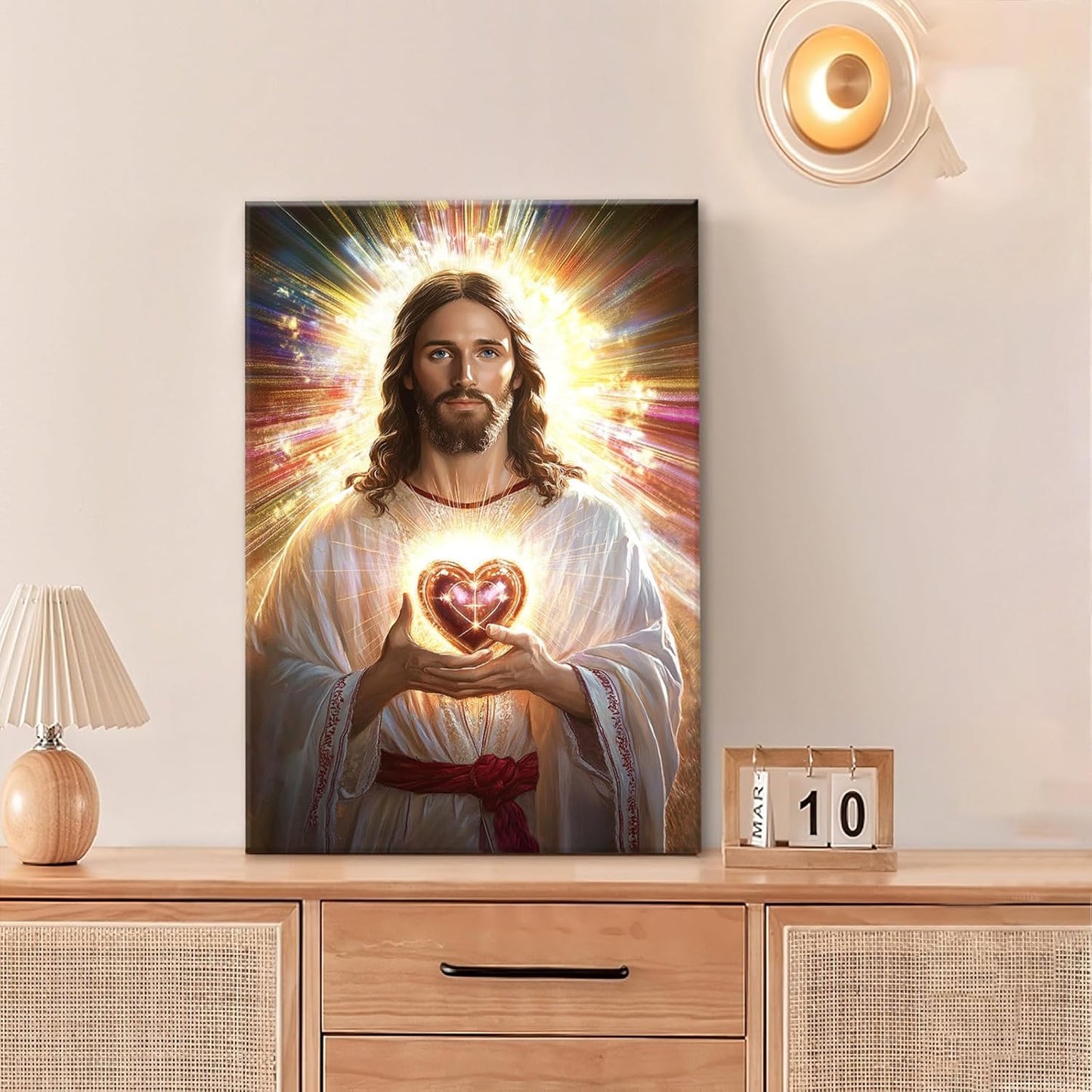 Christian Jesus Wall Art Religion Canvas Wall Decor Prints Framed Painting Jesus Pictures Gifts Artwork for Bathroom Living Dining Church 16"x24"