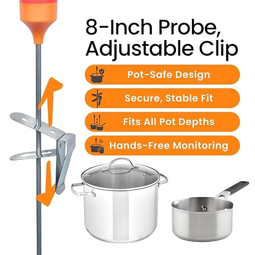 Candy & Meat Thermometer with Type-C Rechargeable Digital Instant Reading for Candy Making, BBQ, Deep Frying, & Liquids, 8" Long Probe,CT180-L