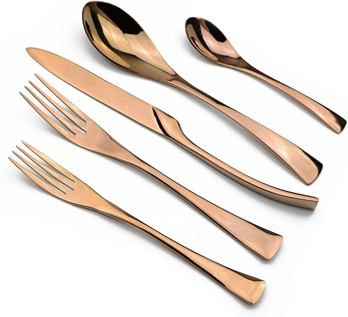 20-Piece 18/10 Stainless Steel Rose Gold Flatware Set, Serive for 4