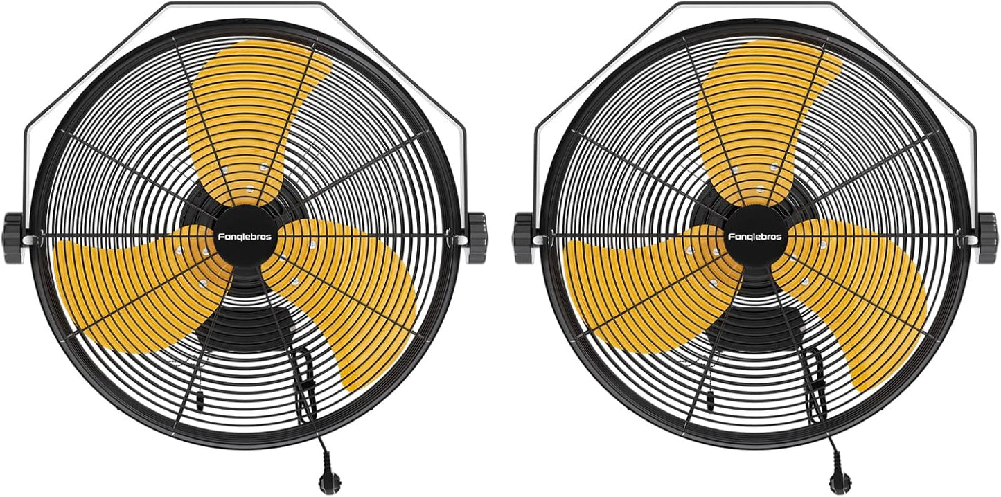2PCS 4580 CFM 18 inch High Velocity Wall Mounted Fan, 3-Speed Metal Fan with Sealed Motor, 360 Degree Tliting Heavy Duty Wall Fan for Patio, Barn, Garage, and Gazebo - UL listed
