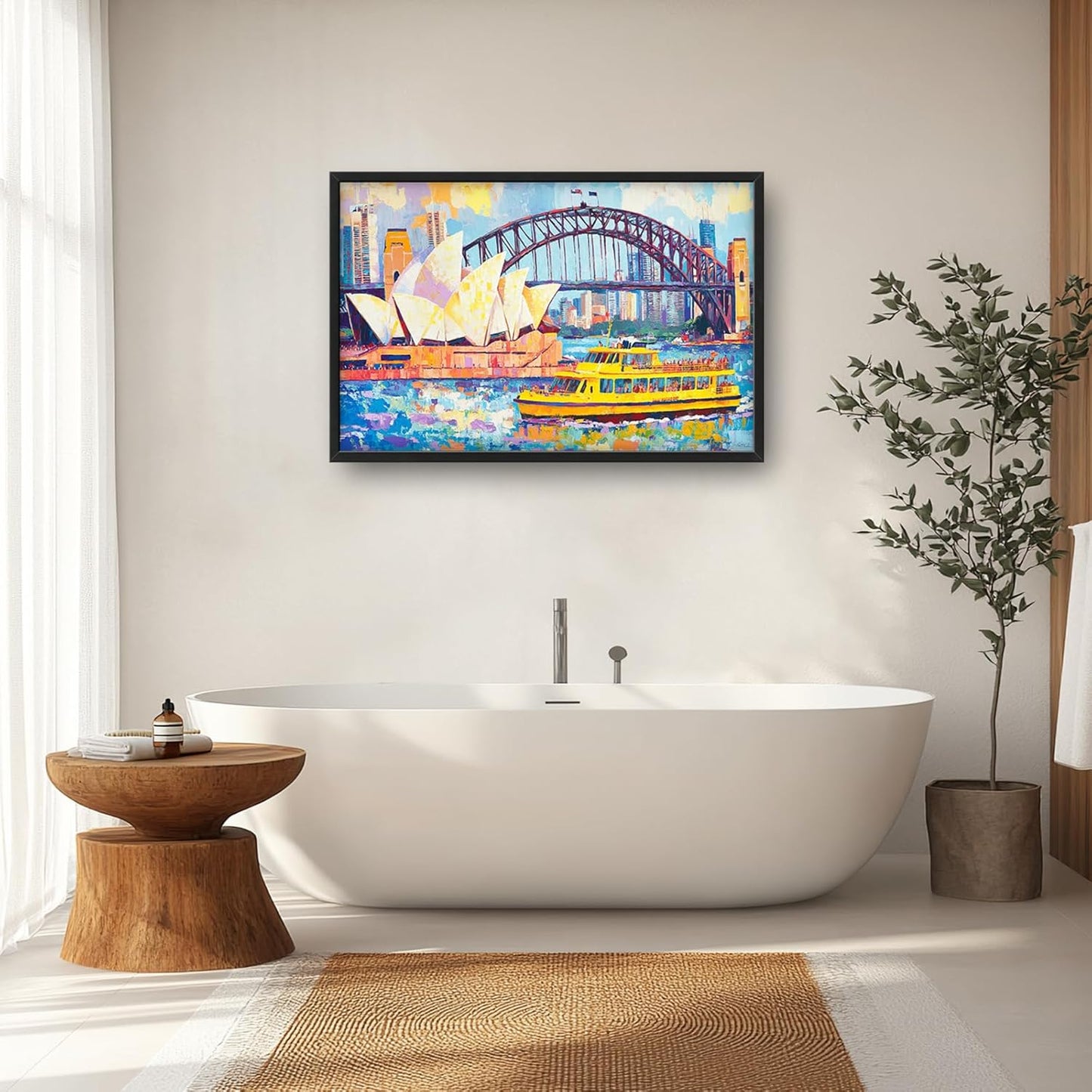 Extra Large Sydney Opera House Framed Wall Art for Living Room,Oversized Abstract Harbour Bridge Cityscape Pictures Wall Decor,Canvas Print Painting Modern Artwork Bedroom Office Bathroom 36L" x 24W"
