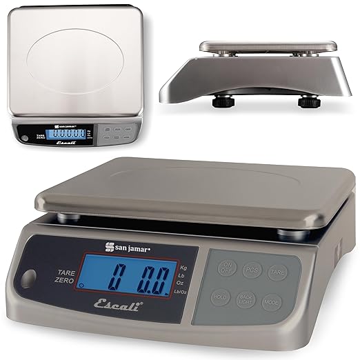 San Jamar Digital Food Scale, Battery Operated with 66 Pound Capacity for Cooking, Baking, Meal Prep, Diet Tracking, Stainless Steel, 6.82 Pounds, Silver
