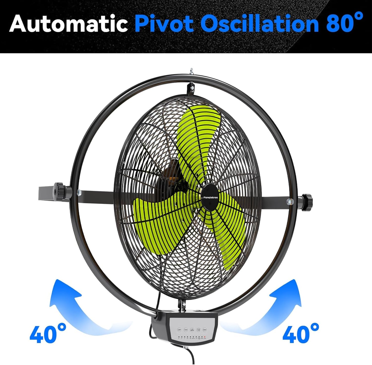 20 IN 5500 CFM Remote Control Wall Mount Fan, 3 Speed High Velocity Wall Fan with Timer, Oscillation & Tilting, Air Circulator for Garage, Commercial, Greenhouse, Warehouse & Gazebo Use, UL Listed