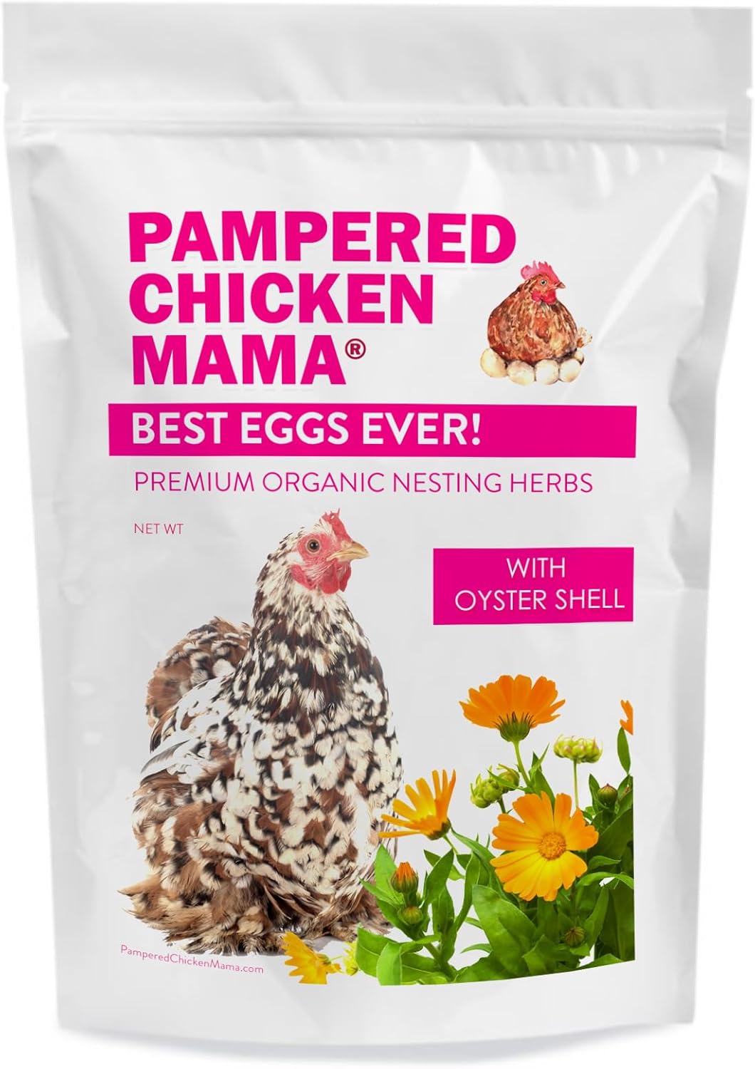 Pampered Chicken Mama Best Eggs Ever! Nesting Herbs for Chickens (16 Ounce/1 Pound) for Chicken Nesting Boxes Calcium Supplement for Chickens | Chicken Feed Supplies, Hen Treats for Coops (1 Bag)
