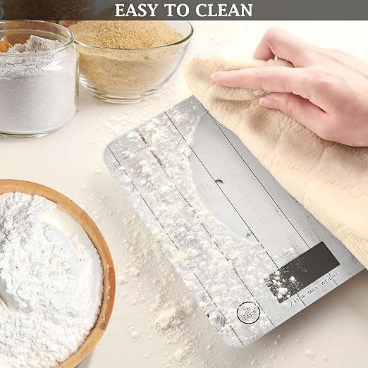 Digital Food Scale Vintage Rustic Wood – Fashion Design, 11lb/0.01oz, Tempered Glass, Kitchen Scales with LCD Display for Baking & Cooking, Batteries Not Included