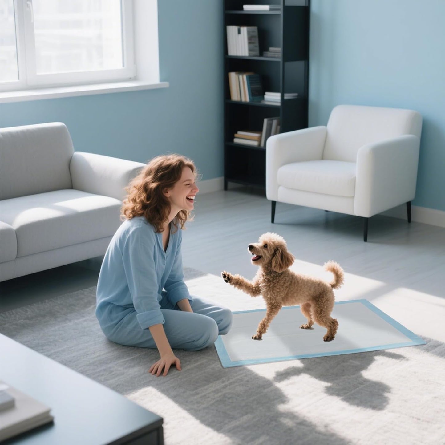 100 Count Super Absorbency Puppy Pads 22"x 22", Leakproof Quick Drying Dog Training Pee Pads, Puppy Pee Pads, Disposable Underpads Changing Pads for Baby, Puppy and Adults