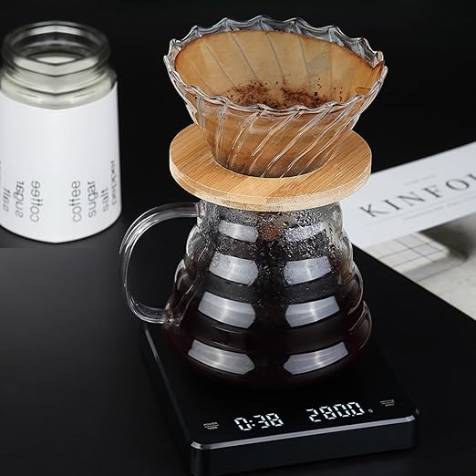 Digital Coffee Scale with Timer, Precision Espresso Scale, Rechargeable Pour Over Scale with Tare Function, Backlit Display for Barista & Home Brewing Milliliter and Grams, Maximum Weight 6.6lb