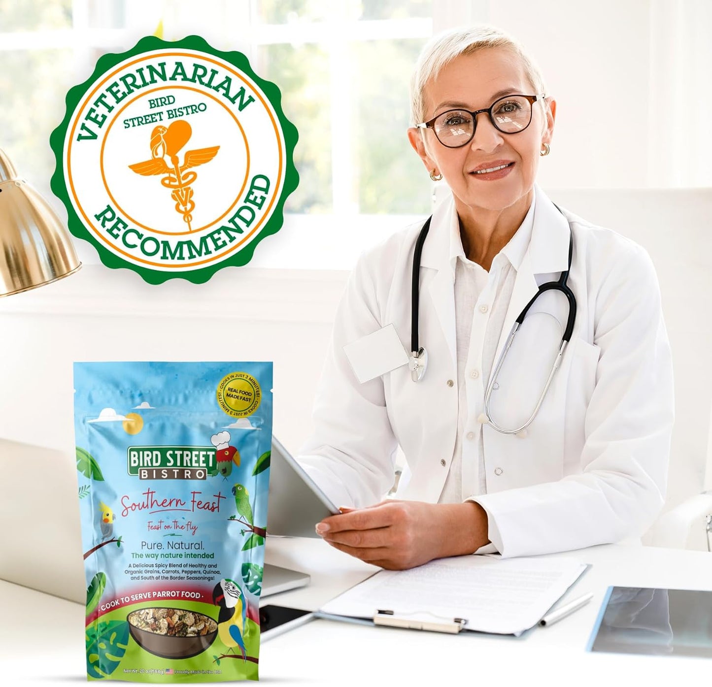 Parrot Food - Parakeet & Cockatiel Food - Cooks in 3-15 min w/Natural & Organic Grains, Legumes, Non-GMO Fruits, Vegetables & Healthy Spices