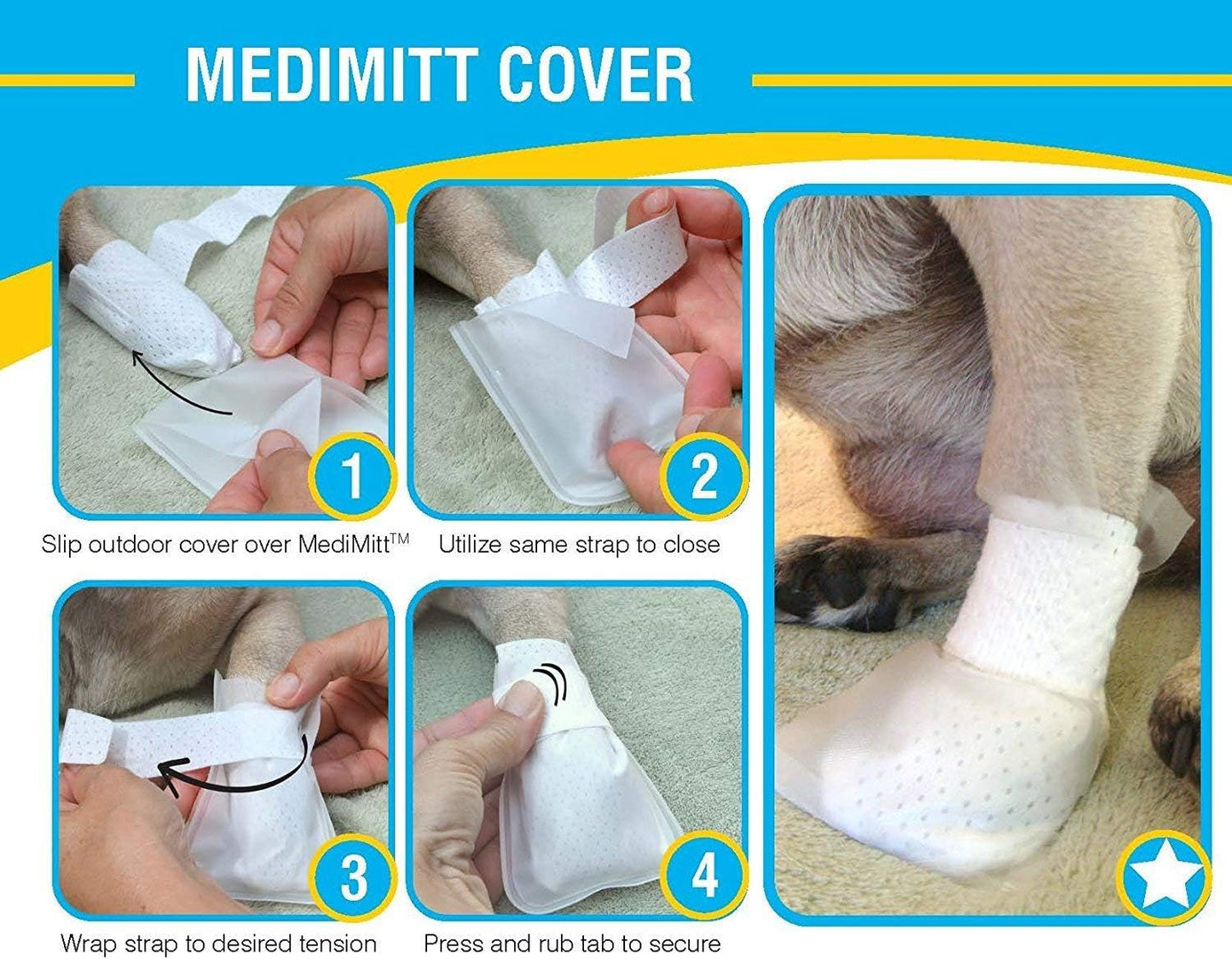 Outdoor Water Proof Cover. Slides Over MediMitts for Dogs paw (which are Sold Separately) Fastens with Medimitt Strap. Useful for hot Spots, Allergies and More. Value 20pack (X-Small)