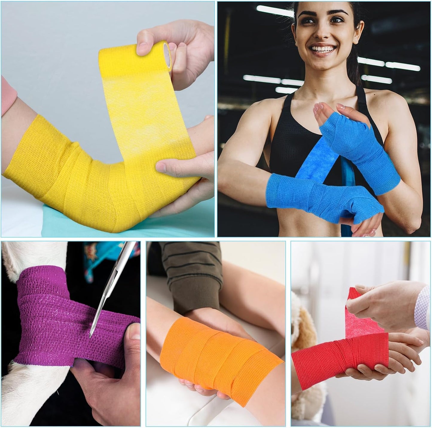 Treela 36 Pcs Self Adherent Bandage 3" X 5 Yard Wrap Breathable Cohesive Bandage Elastic Adhesive Tape for Stretch Athletic Sports Wrist Ankle(Variegated)