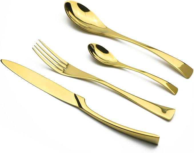 20-Piece 18/10 Stainless Steel Gold Flatware Set, Serive for 4