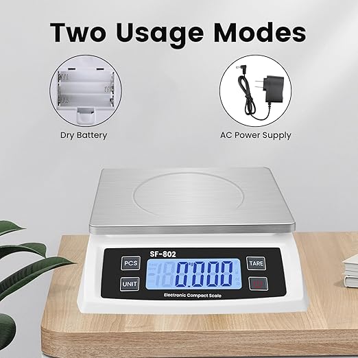 Digital Kitchen Scale 30kg/66lb Large Food Scale for Baking Cooking Stainless Bread Scale with LCD Display Counting Scales for Commercial(Color : Stainless White)