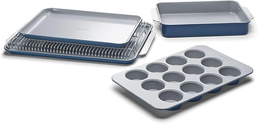 Caraway Nonstick Ceramic Bakeware Set (5 Pieces) - Baking Sheets, Assorted Baking Pans, & Storage - Aluminized Steel Body - Non Toxic, PTFE & PFOA Free - Navy