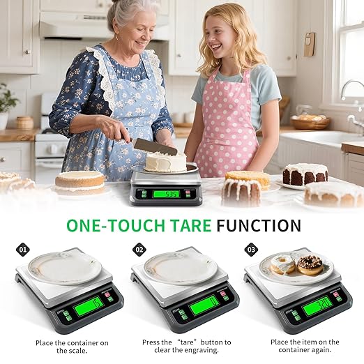 Large Food Scales for Kitchen 88lbs/40kg Digital Food Scale with Tare and PCS Funtion Stainless Stee Tray Baking Scale for Cooking with Adapter, 6 Unit (Grey, 40kg)