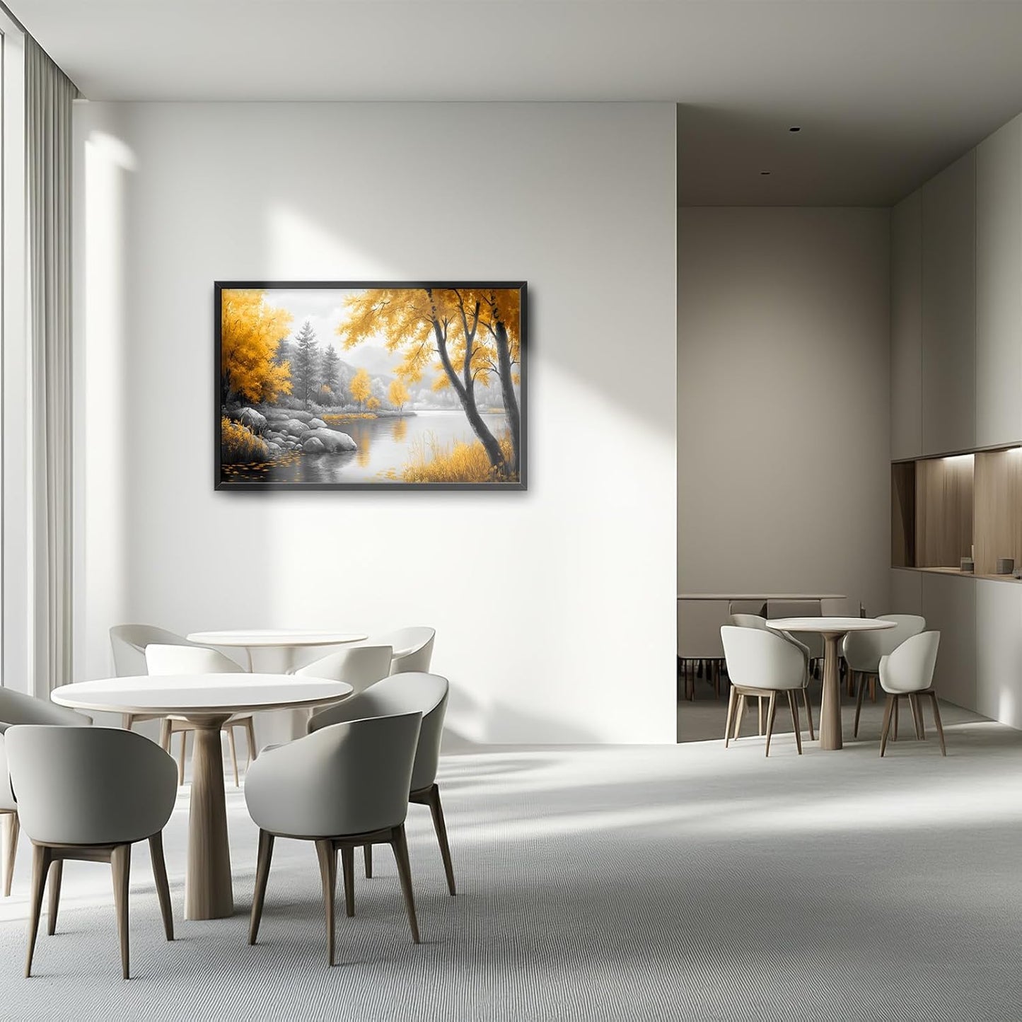 Framed Large Tree Wall Art for Living Room, Oversized Zen Trees Wall Decor, Black and Golden Forest Canvas Pictures Home Decoration for Living Room Bedroom Office 36"x24"