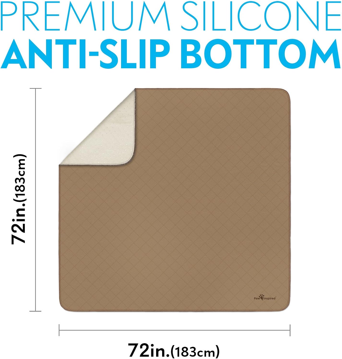 Paw Inspired Washable Pee Pad for Dogs | Leakproof, Non-Slip Reusable Puppy Pad for Potty Training, Whelping, Waterproof Mat (72x72 Size, Pack of 1)