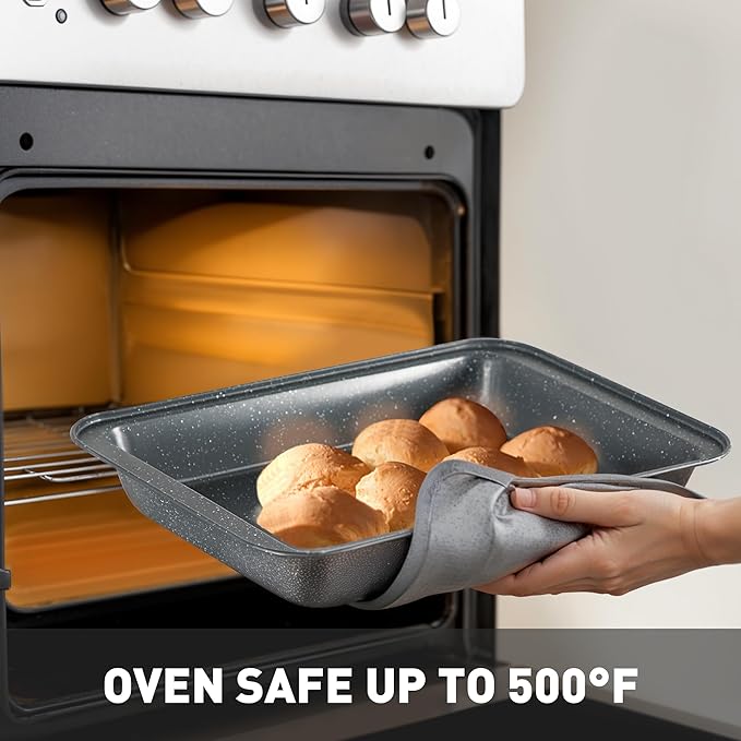 MAISON ARTS 17 Piece Pots and Pans Set Non Stick, Kitchen Cookware Sets with Nonstick Granite Stone Coating, Suitable for Induction Cooktops, Grey