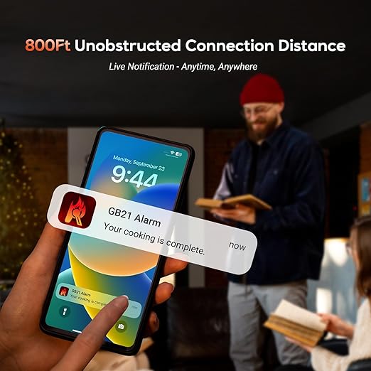 Bluetooth Meat Thermometer - Digital Wireless Meat Thermometer for Grilling and Smoking with IP67 Dual Sensor Probes - Smart App Alert for BBQ, Smoker, Oven, Grill