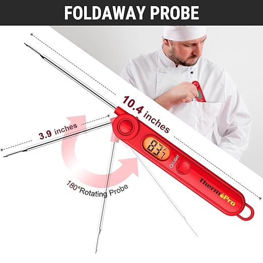 ThermoPro TP03B Digital Meat Thermometer for Cooking, Instant Read Thermometer with Backlight, Kitchen Food Thermometer for Grill Smoker BBQ Oil Deep Fry Candy Bread Coffee with Pop-up Meat Probe