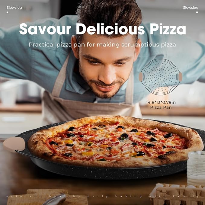 11-Piece Baking Pans Set, Nonstick Bakeware Sets, Oven Pans for Baking with Silicone Handles, Includes Cookie Sheet, Cake Pans, Loaf Pan, Pizza Pan, Muffin Pan, Khaki&Black