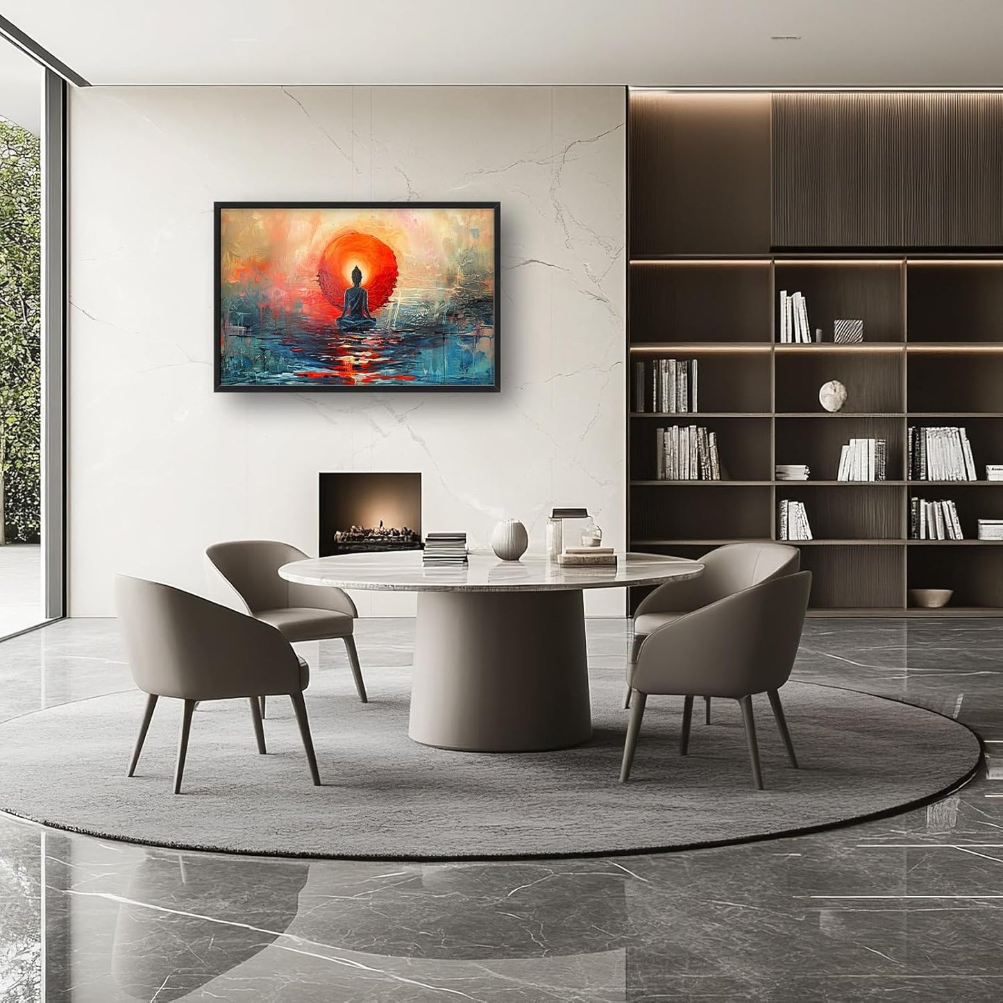 Quorin Buddha Large Wall Art Abstract Zen Pictures Spiritual Meditation Wall Decor Yoga Spa Canvas Print Painting Artwork for Bathroom Living Room Bedroom 36L x 24W