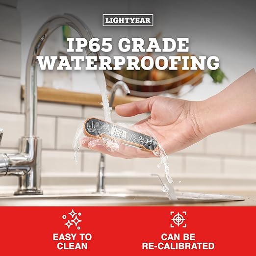 Lightyear Meat Thermometer | Instant Read Cooking Thermometer for Grilling, Roasting & BBQ, Built-in Magnet, IP65 Waterproof, Food-Grade Stainless Steel Temperature Probe