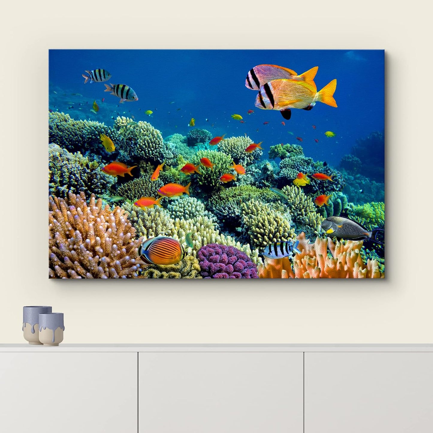 wall26 Canvas Print Wall Art Vibrant Coral Reef Underwater Panorama Nature Animals Photography Realism Rustic Scenic Landscape Wilderness Earth Colorful for Living Room, Bedroom, Office - 12"x18"