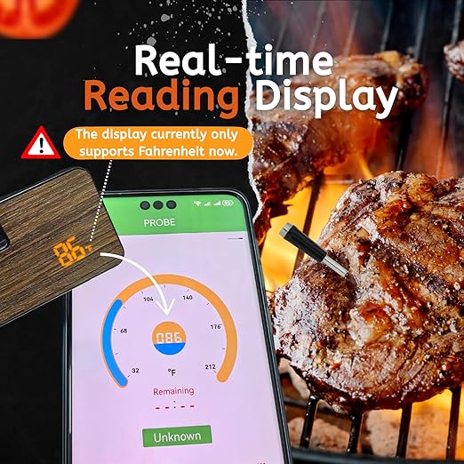 Wireless Meat Thermometer Digital, 600 Ft Long Range Bluetooth 5.3 with Smart App Control, High Accuracy Waterproof Ceramic Probe, Fast Charging & Magnetic for Oven Grill BBQ Smoker Rotisserie