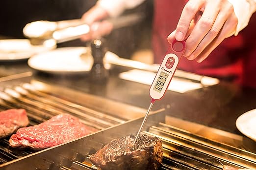 Escali Long Stem Digital Thermometer for Meat, Frying, Cooking, Candy and Kitchen Use, Extra Long 5.6-Inch Probe, Red