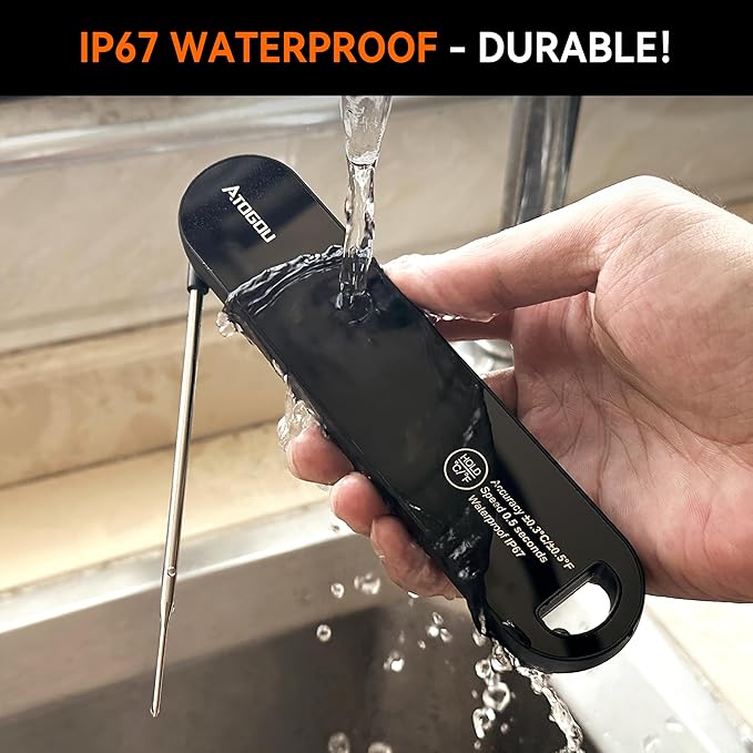 The Latest Thermocouple Food Thermometer. Faster: <1 Second Response time. More Accurate: ±0.5°F (0.3°C), IPX7 Waterproof, for Meat/Candy/Grill/BBQ etc. TH-22 Black