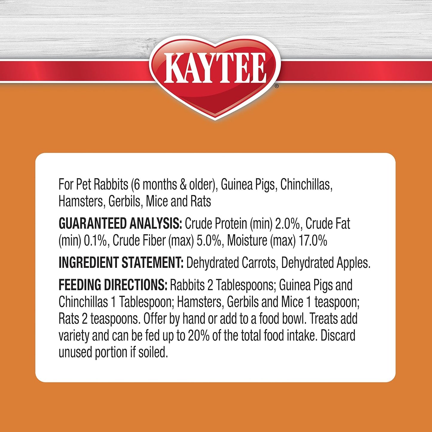 Kaytee Natural Snack with Superfoods for Pet Guinea Pigs, Rabbits, Hamsters, and Other Small Animals, Apple & Carrot, 2.5 Ounces (Pack of 2)