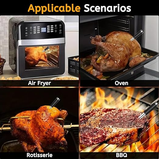 Wireless Meat Thermometer Digital, 600 Ft Long Range Bluetooth 5.3 with Smart App Control, High Accuracy Waterproof Ceramic Probe, Fast Charging & Magnetic for Oven Grill BBQ Smoker Rotisserie