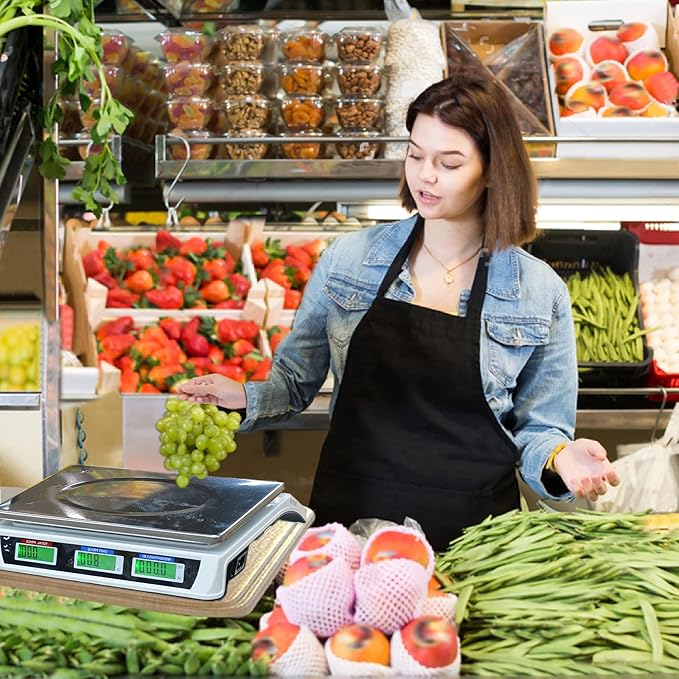 C-CHAIN 88LB Digital Price Scale Electronic Price Computing Scale LCD Digital Commercial Food Meat Weight Scale, Upgraded Version