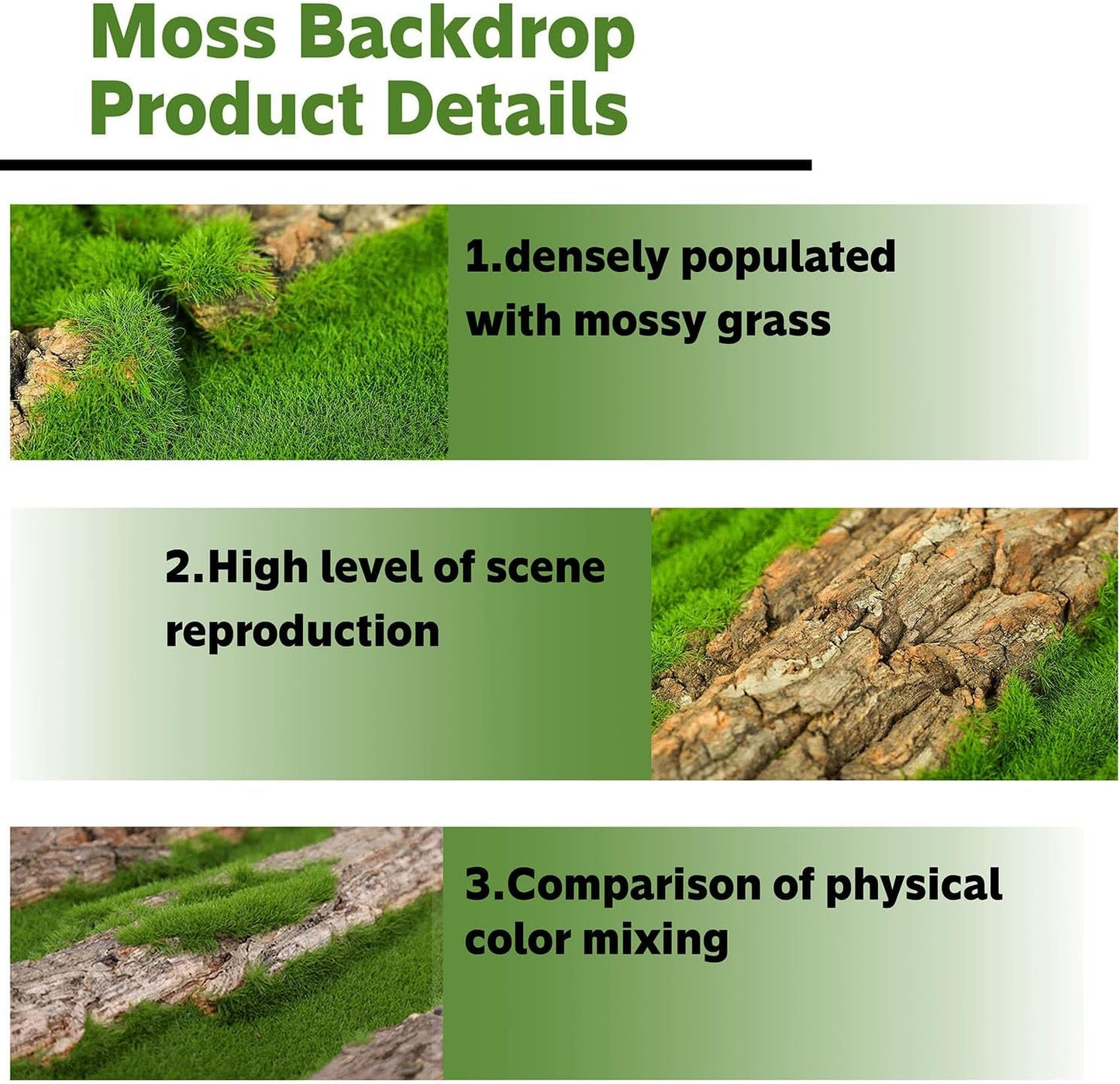 15.75x11.81in Reptile Terrarium Cork Background,Bearded Dragon Tank Bark Backdrop Wall Decor with Artificial Moss for Gecko Lizard Tortoise Frog Chameleon(1Pcs)