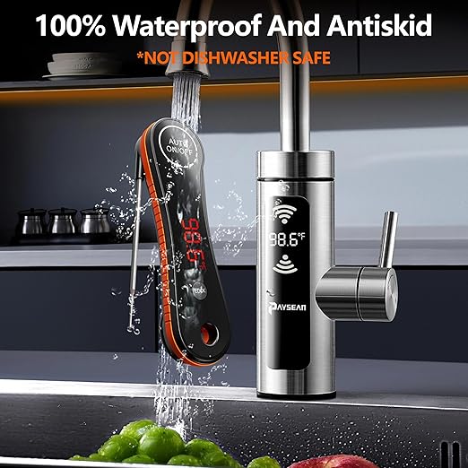 Digital Meat Thermometer 0.5s Instant Read, Paysean ±0.5℉ with Auto-Rotating Backlit Display, IP67 Waterproof and Calibration for Cooking, Candy, Grilling, BBQ, Liquid, Smoker, Beef