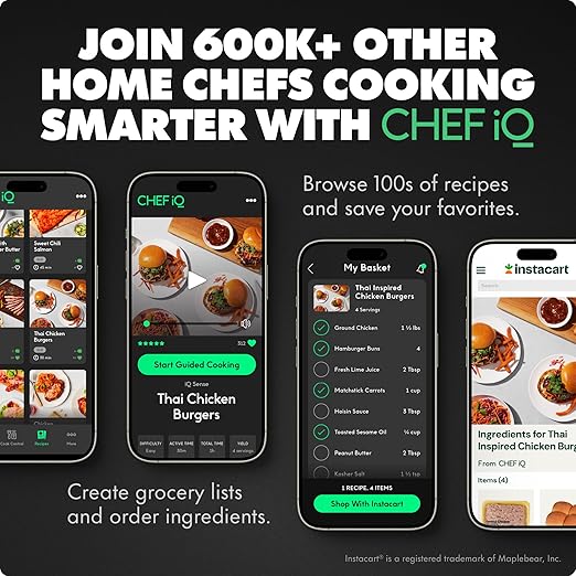 CHEF iQ Sense [2025 Model] | Smart Wireless Meat Thermometer | 4 Ultra-Thin Probes | WiFi Unlimited Range | 1000°F Heat Safe | 5 Sensors | BBQ, Grill, Oven, Smoker, Air Fryer | Gen3