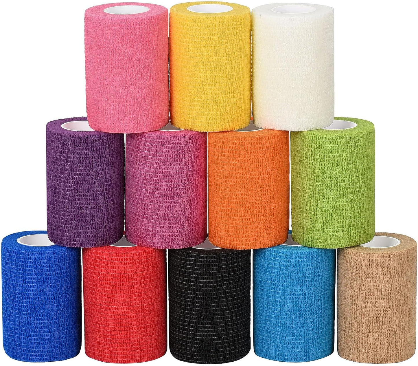 12 Pack Self Adhesive Bandage Wrap 3 inch X 5 Yards Elastic Self Adherent Cohesive Bandage for Ankle Wrist Sports Athletic Tape Pet Vet Wrap for Horses Dog First Aid Tape