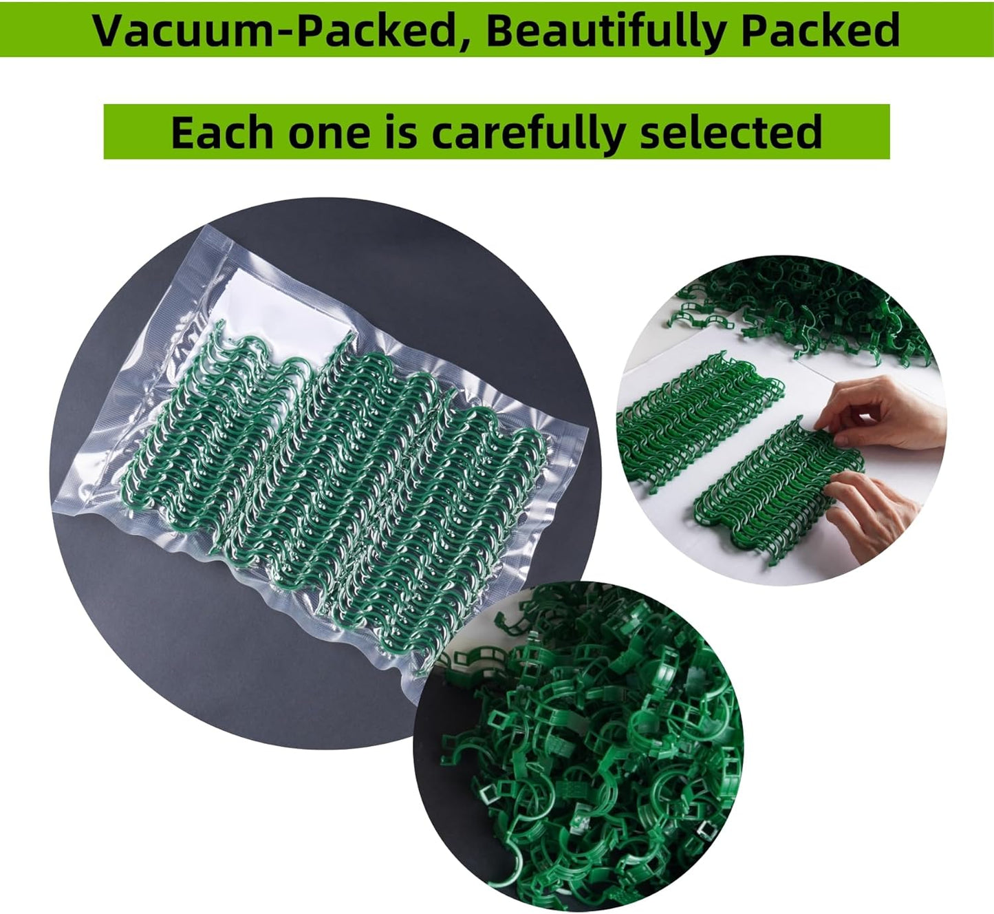 300 Pcs Plant Support Clips,Plastic Clips for Securing Plants,Tomato Vine Clips,Plant Fixing Clips,Garden Clips for Climbing Plants,Grape and Vine Vegetables (300, Green)