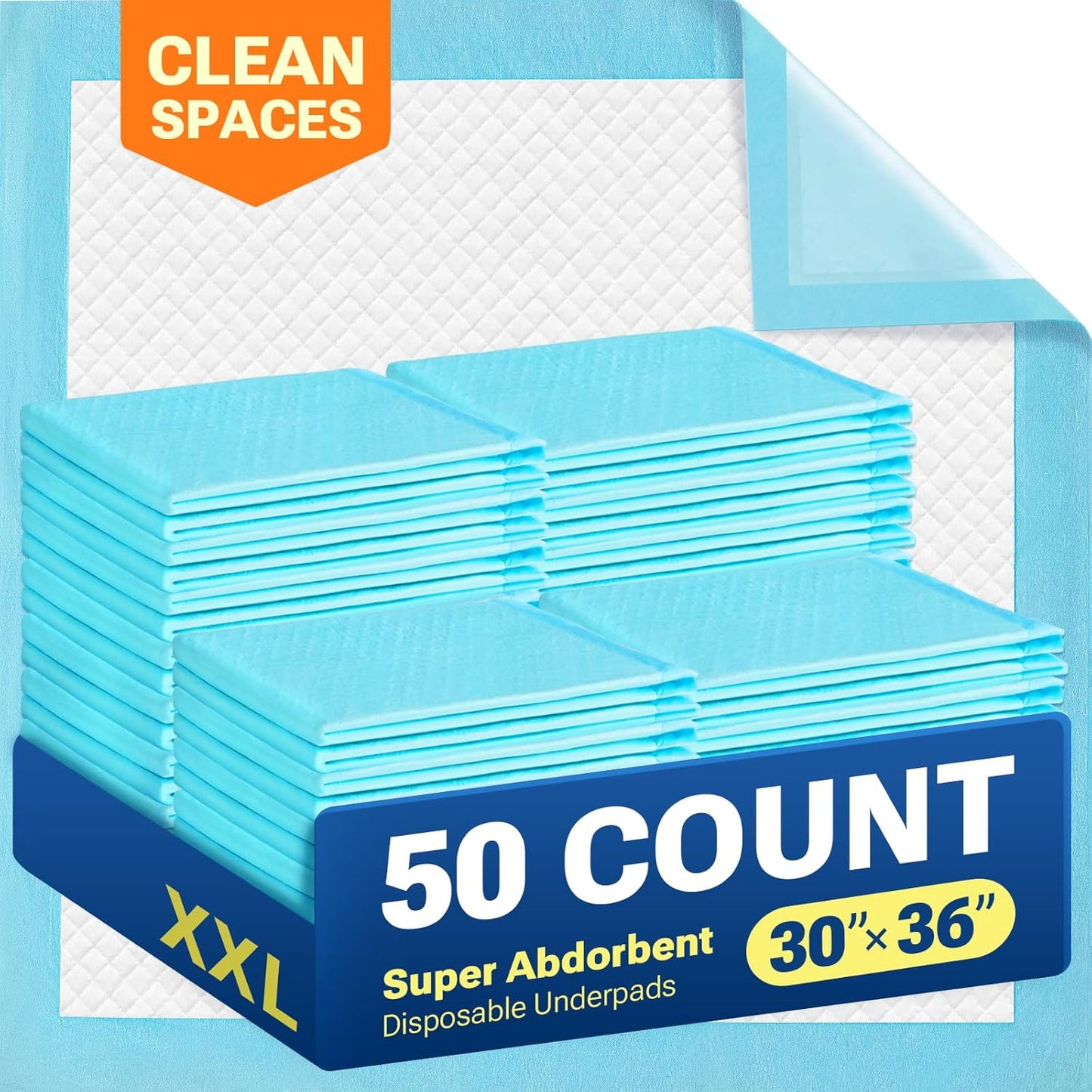 30" x 36" 50 Count Super Absorbency Disposable Bed Pads for Adults, Leakproof Quick Drying Underpads for Adults Baby Puppy, Incontinence Pads, Puppy Pad Dog Training Pee Pads