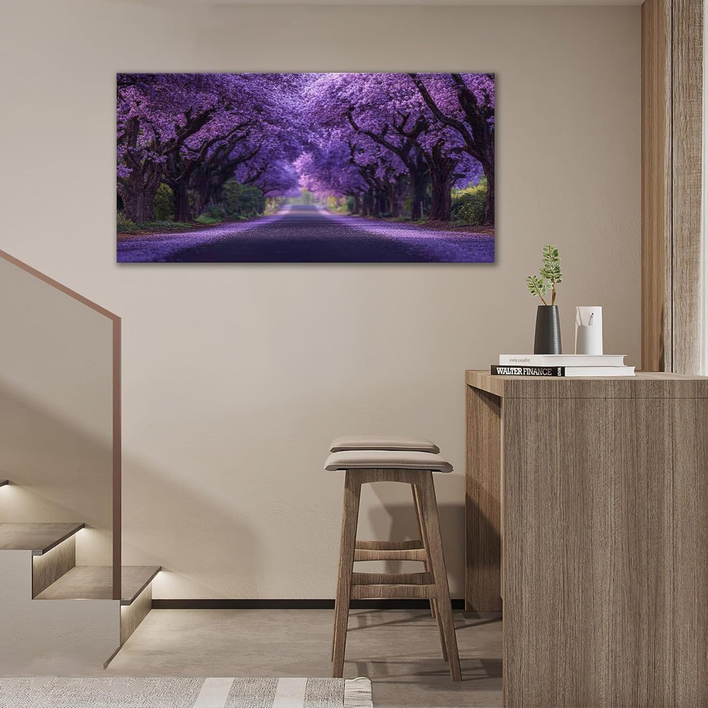 Large Purple Flower Wall Art Nature Landscape Canvas Living Room Floral Aesthetics Pictures Framed Prints Oversize Wall Decor Painting Artwork for Bedroom Dining Office Home 60"x30"