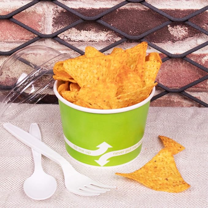 Karat [12oz - 1000 ct] Paper Ice Cream Cups & Soup Bowls for Hot/ Cold Food - Ideal for Soup, Ice Cream, Gelato, Yogurt and Snacks - Green