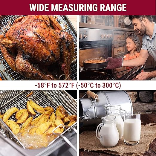 ThermoPro Digital Meat Thermometer with Temperature Indicator, Instant Read Food Thermometer with Probe and Backlight for Oil Deep Fry Smoker BBQ Grill Kitchen Candy