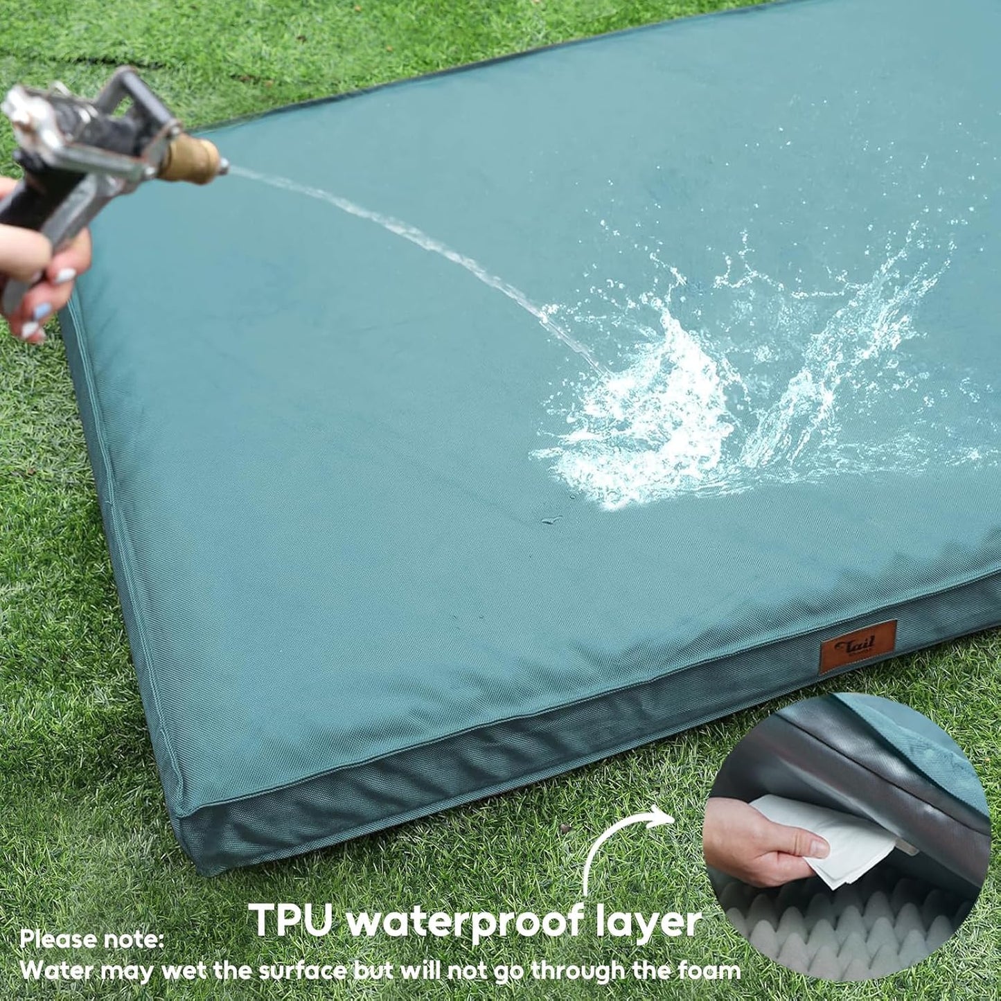 Outdoor Dog Bed for Medium Dogs, Waterproof Dog Crate Bed for Puppy Beds, Orthopedic Egg Crate Foam Pet Bed with Washable and Removable Oxford Cover, Light Blue