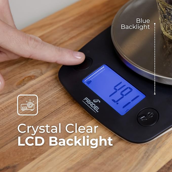 Fradel 0.1g Digital Kitchen Food Scale in Grams & Ounces - 11lb, for Cooking, Baking, Weight Loss - Round