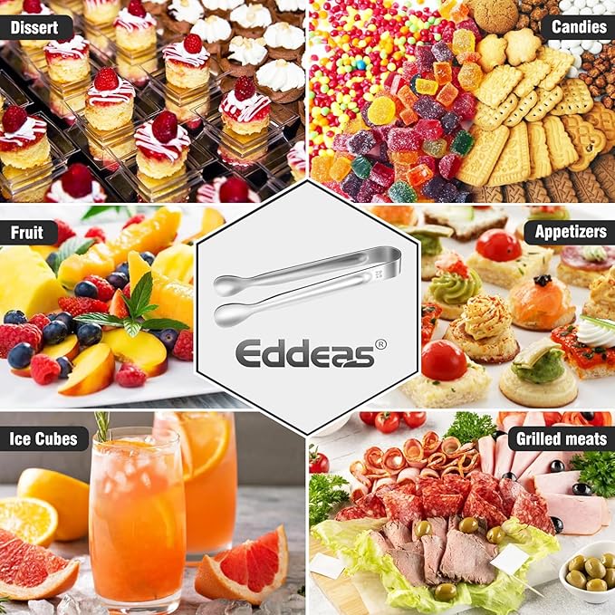 12 PCS Mini Serving Tongs, 6 Inch Small Sugar Tongs, Stainless steel Small Kitchen Tiny Food Tongs for Serving Food, Coffee Bar, Tea Party, Desserts Party and Ice Bucket