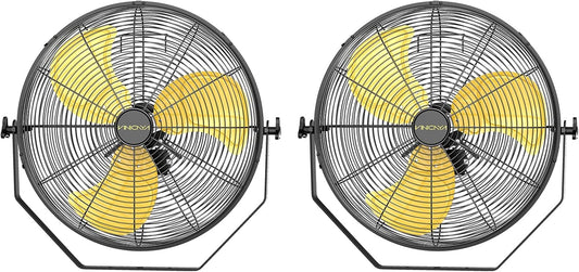 20 Inch Industrial Wall Mount Fan with 2 Pack, 5200 CFM Industrial Metal Wall Fans with Poweful Motor, 3 Speed, Heavy Duty Construction Indoor for Warehouse, Workshops, and Garage, UL Listed